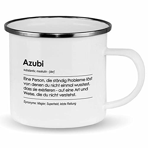 wowshirt Emallie Tasse Geschenk für Azubi Definition Geburtstag Weihnachten, Farbe:White Metal