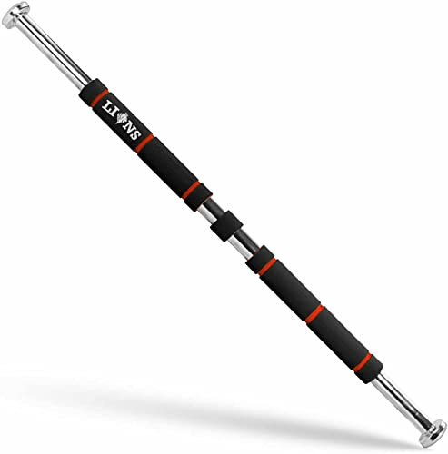 Lions Exercise Door Pull Up Bar Doorway - Home Gym Fitness Workout Strength Training 62-100cm Fully Adjustable, Black Red