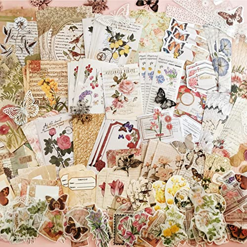 Scrapbooking Zubehör Stickers Set 260 Stück Aesthetic Washi Self-Adhesive Journaling Zubehör Decorative Vintage Aufkleber Bullet Journal Sticker für Fotoalbum,Scrapbook,Planer Album,Laptop,DIY