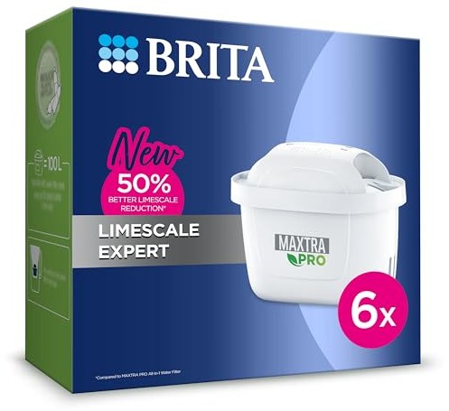 BRITA Maxtra Pro Kalk-Expert-Wasserfilterkartusche, 6 Stück, Original-BRITA Nachfüllpackung für ultimativen Geräteschutz, reduziert Verunreinigungen, Chlor und Metalle