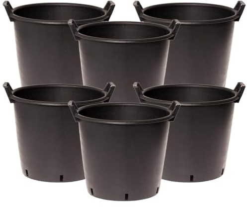 YouGarden - Heavy Duty 30L Plant Pots (Pack of 6) 40cm Diameter - Plastic Planters for Outdoor Plants - Large 15.7' Flower Pots for Gardens - Perfect for Flowers, Vegetables & General Use