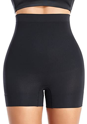 YARRCO Short Gainant Femme Ventre Plat Invisible Culotte Gainante Amincissante Panty Gainant sans Couture Culottes Sculptantes Taille Haute Shorty Anti Frottement Cuisse Shapewear (Noir-High Waist,S)