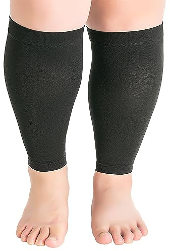 Valcatch Manchons de Compression Calf pour Femmes et Hommes, Chaussettes de Compression de Jambe de Taille Plus Jusqu’à 7XL, attelle de Soutien de Jambe sans Pied à Mollet Large 20-30mmgh