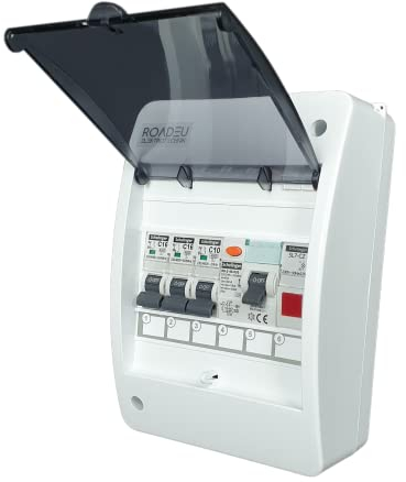 RoadEu - Centralino e quadri di distribuzione da parete – completo di indicatore luminoso a LED– Interruttore Differenziale 40A – 16A Interruttore Magnetotermico C10A
