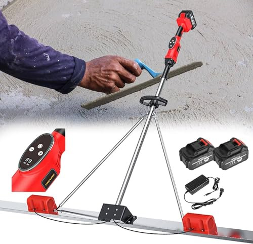 MOXAC Herramienta de vibración de Regla eléctrica Mejorada de 150 CM/180 CM para procesamiento de concreto, 6000 RPM, Herramienta vibratoria de Acabado de concreto, con batería de 2 * 25000mA,1.5m