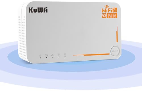 KuWFi AX3600 5G Portable WiFi Hotspot, WiFi 6 Router, Up to 2.5 Gbps Speeds | 5G eSIM Router Unlocked, 32 Devices, 4000mAh Battery 30H Runtime, Dual-Band WiFi 6, VPN, WPA3, Parental Controls, Plug & Play