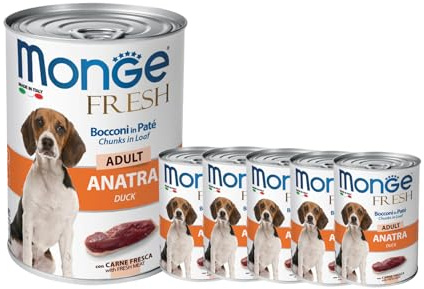 Monge Fresh Cibo umido per cani adulti Patè di anatra 6 scatolette da 400GR