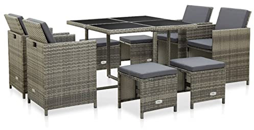 Festnight Gartenmöbel Set Rattan 4 Personen Sitzgruppe Garten Essgruppe Gartentisch mit 4 Stühlen Set Gartengarnitur Sitzgarnitur Terrassenmöbel Gartensessel Esstisch