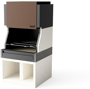 TUOZI - Einbaugrill für Holz und Holzkohle Modell KITAWAY La Valenciana (Grau/Weiß - 100 x 100 x 220 cm) REF: T01094 - Für den Außenbereich