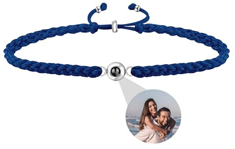Aina Lighting Personalisierte Foto Armband mit Bild im Stein benutzerdefinierte Kreis Foto Armband Memorial Projektion Armband Geschenke für Männer, Frauen, Paar, Freunde