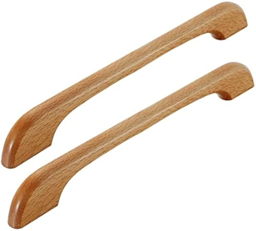 Generisch 2 Stück Holz Kleiderschrank Griffe, Möbel Türgriffe Buche, Schubladengriffe für Küche, Kleiderschrank, Schlafzimmer, mit Schrauben (Hole distance 128mm)