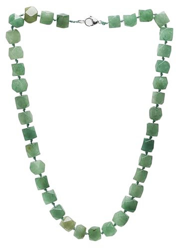 Natur-Edelstein Perlenkette für Frauen und Mädchen - 11mm Facettierte Perlen - Handgefertigter Heilungs-Kristallschmuck (Grüner Aventurin)