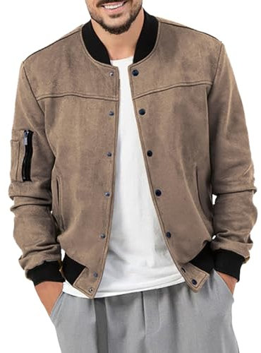 SRZYMJ Lederjacke Herren Braun Winter Lederjacke Herren Parka Herren Übergangsjacke Baggy Shirts Sweatshirt Herren Ohne Kapuze Mtb Regenjacke Herren 3XL Herren Lederjacke Echtleder