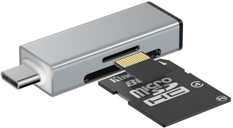GlasFlength Lettore di Schede SD/Micro SD 2 in 1, Card Reader USB-C per Schede SDHC SDXC Micro SDXC Micro SDHC MMC USB 2.0 Scheda Memoria Adattatore per PC Cellulare Android (Grigio)