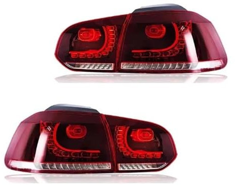 UANGLI Autolichter Für Golf 6 Für Golf6 LED Rücklicht 2009-2012 MK6 R20 Rücklicht Bremssignal DRL Rückfahrscheinwerfer Autozubehör (Rot)