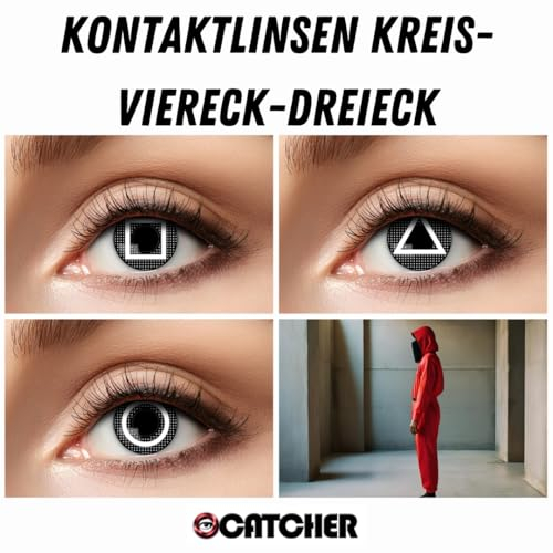 Zoelibat farbige Kontaktlinsen schwarz ohne Stärke, Squid Game Circle, 1 Paar Linsen für 12 Monate, weiche Monatslinsen für Halloween, Karneval und Fasching