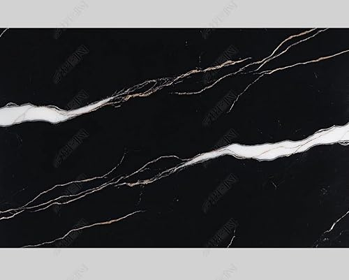 MZOwallpaper Papier Peint Intissé Marbre Blanc Or Noir Poster Tableaux Muraux Tapisserie Photo Trompe L'Oeil Salon Chambre Art Mural 200Cm(L) X140Cm(H)