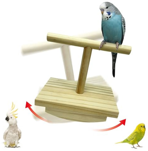 Sitzstangen für Vögel, Sitzstangenplattform aus Holz für Papageien, Vogelspielzeu, Sitzstangenständer aus Naturholz für Vogelkäfige, Papageien, Wellensittich, Kanarienvogel (Holzfarbe, S：14x9x3.5CM)