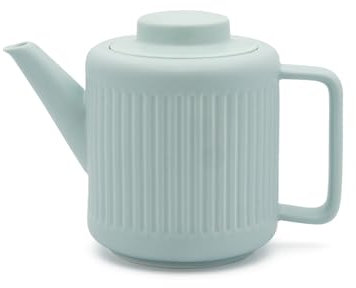 Porzellan Teekanne blau 1.2 Liter mit Edelstahl Tee-Filter Sieb-Einsatz für lose Teesorten - spülmaschinengeeignete Porzellankanne