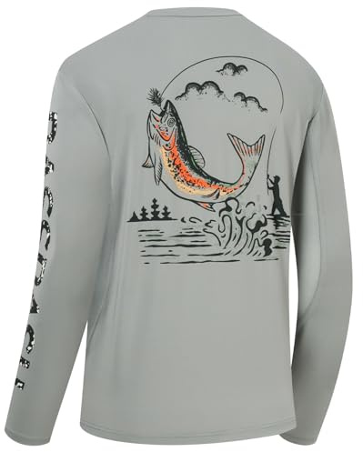 BASSDASH Men’s Graphic Shirts Long Sleeve Fishing Shirt UPF 50+ Moisture Wicking UV Sun Protection FS35M