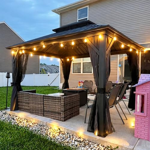 PURPLE LEAF Pavillon 3 x 3.65 m LED Licht Stahldach Basisch, Grau | Bruchsichere LED-Licht, Voll-Alu-Rahmen, Rostfreies Stahldach, Doppellagige Seitenteile, Anti Verblassen, Feste Haken