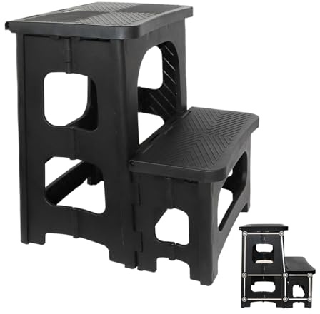 Anulely Marchepied pliable – Charge de 113,4 kg – Marchepied de chevet – Marchepied pliable à 2 marches pour intérieur et extérieur