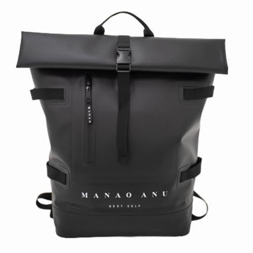 Manao Anu Waterproof Dry Bag Roll top Backpack – Heavy-Duty 28L, TPU coated, Padded Back Panel and Straps – Durable, Lightweight, Swimming, Commuting, Beach, Travel, Outdoor Sports (Stealth Black)