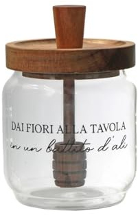 LA PORCELLANA BIANCA - I Garbati Mieliera con Servimiele 400 ml, Vetro Borosilicato