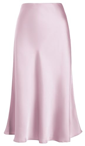 Eisnnu Jupe en Satin pour Femme mi-Longue trapèze Couleur Unie Jupe Soyeuse en Queue de Poisson pour soirée d'affaires S-XXXL (FR/ES, Alpha/Lettres, 3TG, Taille Normale, Taille Normale, Violet)