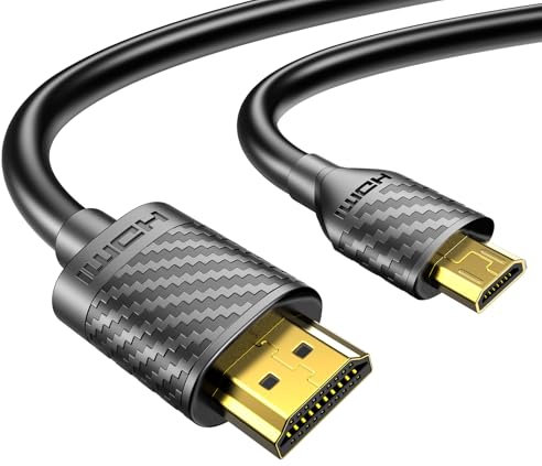 Micro HDMI to HDMI Cable 4K 60Hz, MicroHDMI Adapter Cord for Raspberry Pi 5 4, Camera, GoPro Hero 7 6 5, Lenovo Yoga, HDTV, Monitor, Canon/Nikon/Sony HDR Video & Audio Capture Card - Long 2m