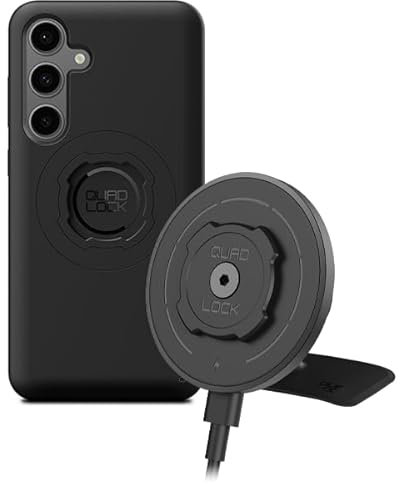 Quad Lock Adhesive Dashboard/Console Car Phone Holder Kit with MAG Wireless Charging Head V2 and MAG Phone Case for Galaxy S24 FE