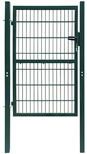 Gecheer Cancello,Singolo,2D,da Giardino,in Acciaio,Verde,106x230 cm,Cancello per Recinzione,Cancello da Giardino,Cancello Metallo,Cancello Acciaio,Cancello per Esterno