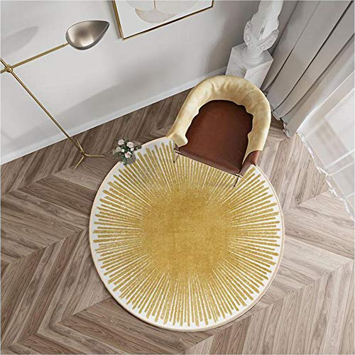 Wei?e gelbe Teppiche Runder Teppich im geometrischen Stil gro?fl?chiger Teppich f¡§1r den Anti-Rutsch im Wohnzimmer Bodenmatte Piano Pad Durchmesser 80 100 120 140 160 180 200 300 cm-100CM-39inch