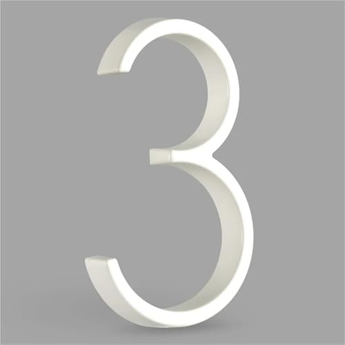 Numeri civici galleggianti da 5 pollici 125 mm, numero di porta moderno in lega di alluminio, segno bianco in metallo per cassetta postale con viti per appartamento, indirizzo esterna(3)