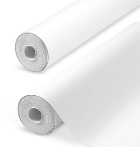 WINSOME Paste The Wall Lining Paper 10m Long Wall Lining Paper Paintable Backing Paper Plain White Thick Painting Paper, Heavy Duty PVC Free and Breathable (Pack of 2)
