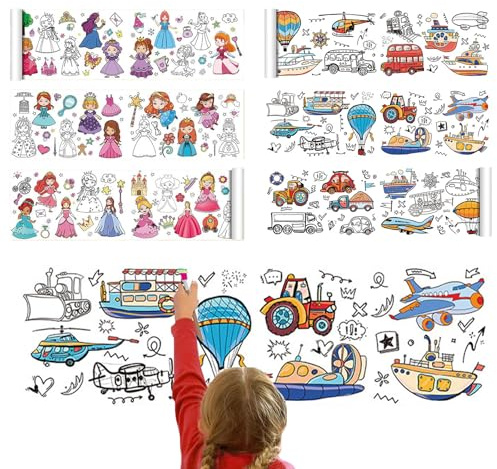 Rotolo Carta da Disegno per Bambini - 2 Pezzi Tagliabili, Fogli da Colorare per Graffiti e Disegno, Attività Creative Fai Da Te e Gioco Educativo