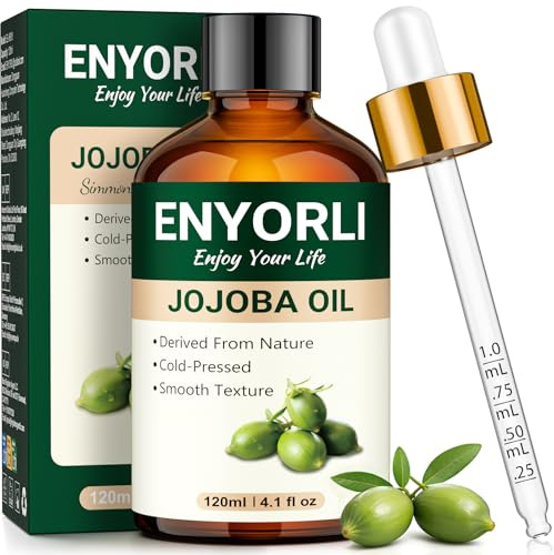 ENYORLI Aceite de Jojoba 120ml Extraído por Prensado en Frío Suave e Hidratante Equilibra la Grasa y la Humedad del Rostro Nutre el Cuerpo y es Adecuado para el Cuidado Diario del Cabello