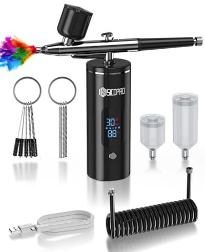 Sicopro Air Brush for Nails, Upgraded Airbrush Gun, Nail Airbrush Machine for Models/Shoes/Cakes/Hair, Nail Airbrush 3 Adjustable Air Pressures | Nail Air Brush, Cordless Airbrush Kit, Airbrush Nails, Air Brush Nails, Air Brush Guns For Models/Cakes/Hair/Painting