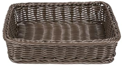 Panier à Pain Tressé 40x30x8 Cm en Pp pour Pain et Snacks | Panier de Rangement, Style Rotin Synthétique Couleur Café, Usage Maison et Présentation de Nourriture