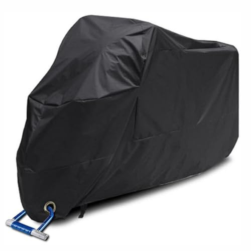 Outdoor Motorradabdeckung,Motorrad Abdeckplane,Winterfest Wasserdicht Motorradgarage, Motorrad Garage Plane, Motorradplane Abdeckung, für Motorroller Roller Moped Motor 245X105X125cm (Schwarz)