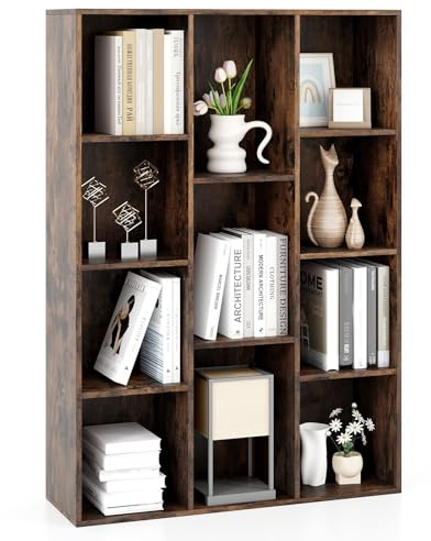 COSTWAY Bücherregal mit 11 Fächern, Bücherschrank, Büroregal, Würfelregal, Standregal, für Wohnzimmer, Schlafzimmer, Büro, Kinderzimmer, 74 x 24 x 106 cm (Kaffee)