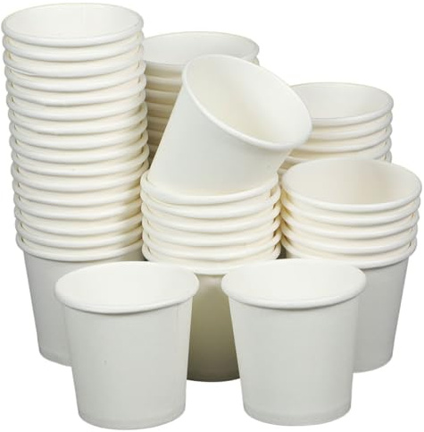 SHOWERORO 200 Piezas Vasos Desechables Blancos Unidades para Café Espresso Té Bebidas Diseño Anti-derrames Portátil Elegante para Hogar Oficina y Viaje