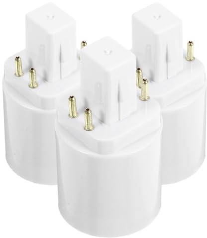 Adattatore Lampadina G24q a E27 4 Pin 3 Pezzi Bianco | Convertitore per Lampada, Plastico, Installazione Semplice, Uso in Uffici e Spazi Commerciali