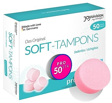 JOYDIVISION Soft-Tampons Professional I 50 Pieces I Threadless tampons for Sports, Swimming & spa I Menstrual sponges Ultra Soft I Easy Insertion & Removal I Soft Tampon Without Thread