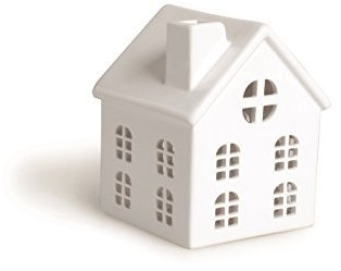 Excelsa Lanterna Casetta, Ceramica, Bianco, 10.5 x 10.5 x 14 cm