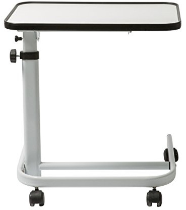 FabaCare Beistelltisch Luxus, stufenlos höhenverstellbarer Pflegetisch, Betttisch auf Rollen, Tisch für Bett mit Neigung, faltbar, Winkel verstellbar, Weiss