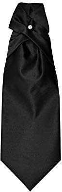 Remo Sartori - Corbata Plastron - Corbata de novio - Ceremonia de seda de color liso, fabricado en Italia, para hombre, Negro , Talla única