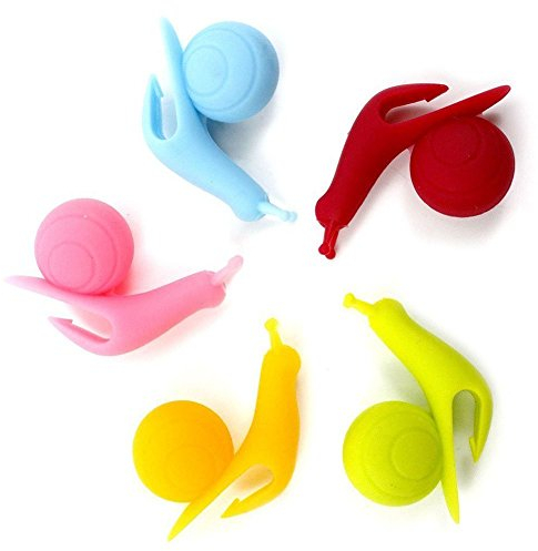 Ogquaton 5 STÜCKE Silikon Teebeutelhalter Tasse Schneckenförmige Süßigkeiten Silikon Tee-Ei Sieb Clip Geschenk Set Kreative und Nützliche