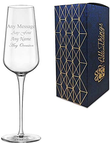 Personalised Engraved 285ml Inalto Uno Champagne Flute, Gift Boxed, Perfect for Any Prosecco Lover