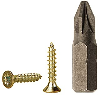 (2500 Stück) gelb verzinkter Stahl 2,5 x 10 mm Holzschrauben Spanplattenschrauben Universal Pozi-Drive Schraube PZ Vollgewinde Pozidriv Senkkopf (2500, 2,5 x 10 mm)